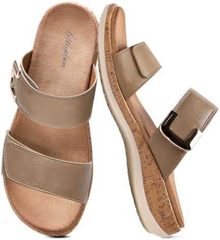 Littleplum Women Slides Sandals Arch Support Open Toe Slip on Sandals Soft Cushion Slippers Comfy Casual Summer Shoes for Walking Beach Travel by Littleplum