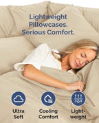 King Pillow Cases - 8 Pack Super Soft Pillowcase Covers - 20" x 40" (Cream) - Image 3