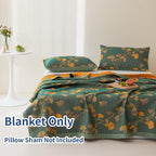 100% Cotton Jacquard Quilt Floral Ginkgo Leaves Print,Soft Muslin Bed Cover 3 Layers Reversible Bedspread Coverlet Breathable Lightweight Bedding,King(98"x94"), No Pillow Sham - Image 2