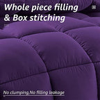 HYLEORY All Season Queen Size Bed Comforter - Cooling Goose Down Alternative Quilted Duvet Insert with Corner Tabs - Winter Warm - Machine Washable - Purple - Image 2