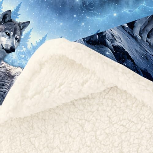 Sleepwish Blue Wolf Fleece Throw Blanket Blanket Queen Winter - Image 5
