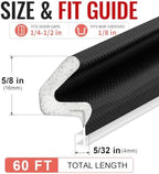 Litaibai 60 ft Kerf Weather Stripping Door Seal for Exterior Doors, Black - Image 4