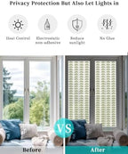 Window Privacy Film Frosted, Sage Green Boho Reusable Static Cling Window Tints, Middle Century Geometric Abstract Art Heat Control Windows Films for Offices, Balcony, 29.5 x 118 Inches - Image 6