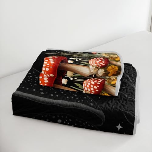 HOSIMA Mushroom King Quilt,Colorful Floral Bedspread with 2 Pillowcases. - Image 5