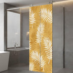 Window Privacy Film Frosted, Fall Orange Botanical Static Cling Door Window Covering, Summer Palm Leaves Foliage Tropical UV Blocking Windows Film for Office, Hotel, Bedroom, 29.5 x 78.7 Inches - Image 5
