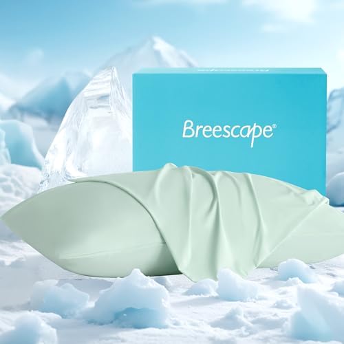 Breescape Cooling Pillow Cases King Size Set of 2, BlendTek™ Cooling Technology for Hot Sleepers & Night Sweats, Silky Soft Cool Pillowcases for Hair & Skin Care, 20" x 36", Mint Green by Breescape