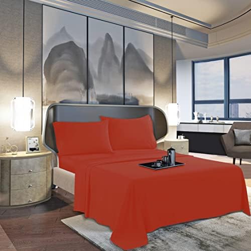 Mocassi Twin XL Sheet Set - Luxury Hotel 1800 Premier Bedding Sheets & Pillowcases - Ultra Soft Breathable & Cooling Bed Sheets - Deep Pocket - Wrinkle Resistant - 4 Piece Set - Twin XL, Rust - Image 3