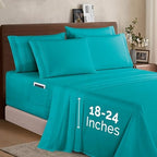 Elegant Comfort 1500 Premium Quality 4-Piece Bed Sheet Set - 18-24 Inch Extra Deep Pocket, Smart Storage Pockets, Wrinkle Free Ultra Soft 4PC Extra Deep Pocket Sheets, Twin/Twin XL, Turquoise - Image 2