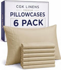 Standard Pillow Cases - 6 Pack Soft Pillowcase Covers - 20" x 26" (Beige) by CGKUnlimited