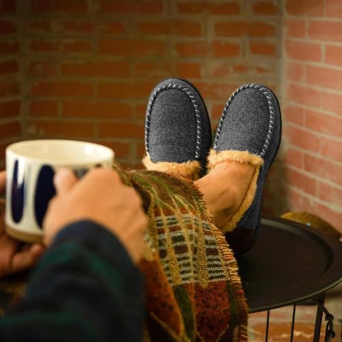 HomeTop Men's Moccasin Slippers Memory Foam Warm Fleece Indoor Outdoor - Image 2