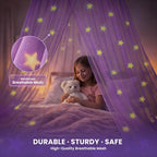 Bollepo Purple Bed Canopy for Girls with Glowing Stars - Princess Netting Room Decor, Ceiling Tent to Cover Toddler | Single, Twin, Full, Queen Size Kids Bed, Fire Retardant Fabric - Image 4