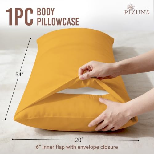 Pizuna 100% Cotton Long Body Pillow Case 400 Thread Count Honey Gold - Image 3