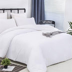Luxlovery White Comforter Set Queen White Bedding Comforter Set Bed Sets Solid Blanket Quilts Hotel Collection Women Men Soft Breathable Queen Size 3 Piece Comforter - Image 5