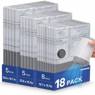 Fantictas Vacuum Storage Bags for Clothes, 18 Pack with Electric Pump by Fantictas