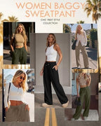Neer 3 Pack Women's Wide Leg Sweatpants Baggy Pants with Pockets - Image 3