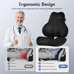 Coverado Memory Foam Car Seat Cushion and Lumbar Support Pillow for Car, Ergonomic Office Chair Cushion for Lower Back Pain Relief, Breathable & Non-Slip for Car, Home, and Office Use, Black - Image 3