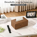 JEYODA Hanging Tissue Holder for Car Headrest – Wood Grain Leather Car Tissue Box Cover, Fits 120 Regular Size Tissue, Paper Dispenser Storage Box for Car Home Office Use (BLACK) - Image 5