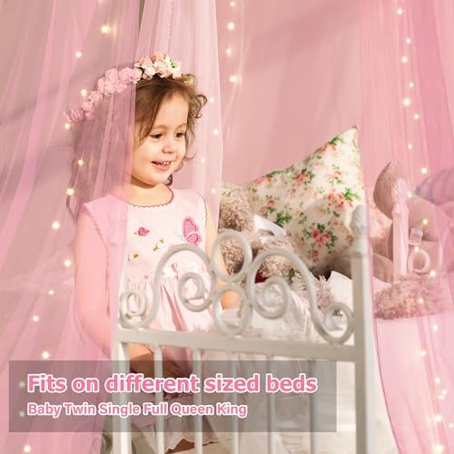 Bed Canopy with Lights, Bed Canopy for Girls Princess with Luminous Stars - Image 5