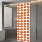 Window Privacy Film Frosted, Orange Boho Static Cling Door Window Covering, Middle Century Geometric Abstract Art UV Blocking Windows Film for Office, Hotel, Bedroom, 29.5 x 78.7 Inches - Image 5