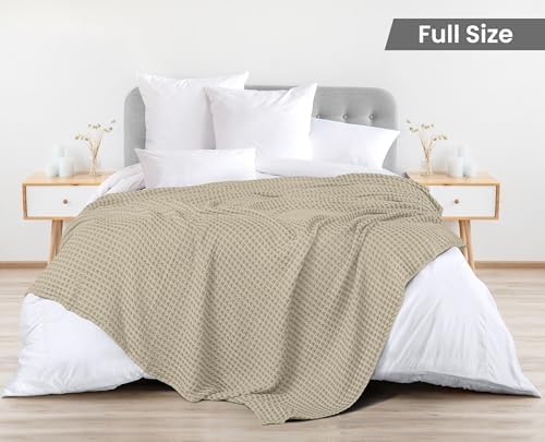 Utopia Bedding 100% Cotton Waffle Blanket Full Size Khaki, 90x84 Inch - Image 3