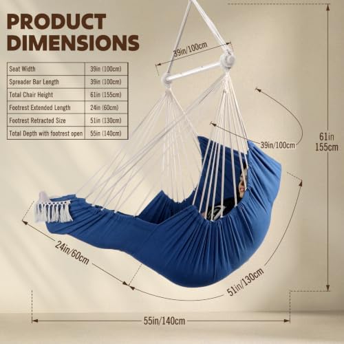 Chihee Hammock Chair Foot Rest 2 Cushions Max 500 lb Metal Spreader Bar - Image 4
