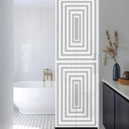 Window Privacy Film Frosted, Black Grey Geometric Reusable Static Cling Window Tints, Square Minimalist Modern Heat Control Windows Films for Offices, Balcony, 29.5 x 118 Inches - Image 3