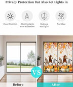 Window Privacy Film Frosted, Thanksgiving Static Cling Door Window Covering, Gnomes Pumpkin Sunflower Maple Leaves Linen UV Blocking Windows Film for Office, Hotel, Bedroom, 29.5 x 78.7 Inches - Image 6