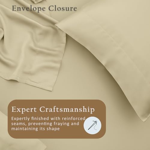 TOSMO Luxury Pillow Case Set of 2 - Cooling Viscose Derived from Bamboo, Oeko-TEX, Breathabl Silky Soft Pillow Cases with Envelope Closure (King / 20x36, Dune) - Image 6