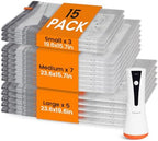 Vacuum Seal Bags for Clothing Travel with Rechargeable Cordless Pump, 15 Pack Compression Space Saver Bags for Packing, Luggage and Seasonal Storage by Foxmoon