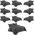 IR Imperial Rooms Queen Quilt Charcoal Leaf 10 Pack for Hotel Guest Room by IRImperialRooms