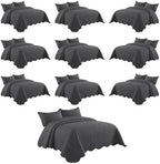 IR Imperial Rooms Queen Quilt Charcoal Leaf 10 Pack for Hotel Guest Room by IRImperialRooms