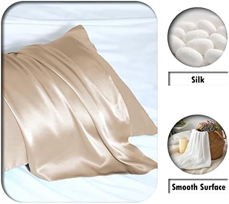 Suatien Silk Body Pillowcase, Body Pillow Cases with Zipper, Champagne - Image 2