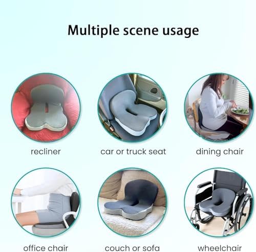 Celinva Orthopedic Cushion Seat Cushion,L-Shaped Lumbar Support,Breathable,Design for Office Chair,Car,Wheelchair Ergonomic Non Slip MemoryFoam Seat Skin with Back Support (Dark Grey) - Image 2