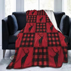 Christmas Deer Red Black Plaid Flannel Fleece Throw Blanket - Image 6