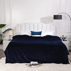 NANPIPER King Size Sherpa Blanket, Soft Fleece Throw for Bed, Reversible Thick Fuzzy Blanket for Winter (Navy Blue, 90x108 inches) - Image 3