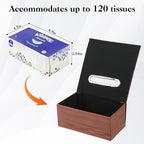JEYODA Hanging Tissue Holder for Car Headrest – Wood Grain Leather Car Tissue Box Cover, Fits 120 Regular Size Tissue, Paper Dispenser Storage Box for Car Home Office Use (BLACK) - Image 2