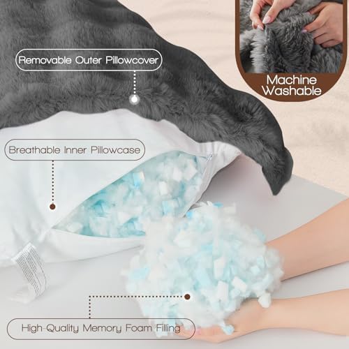 YZ HOME Faux Fur Fluffy Body Pillow for Adults, Soft Support - Image 4