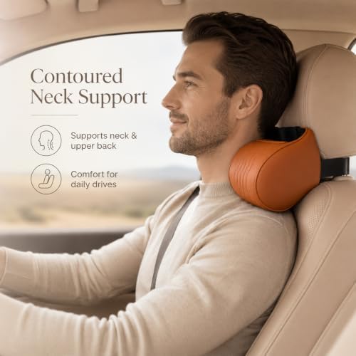 Memory Foam Car Headrest Pillow, Car Neck Pillow for Driving (Orange, 2 Pcs - Image 2