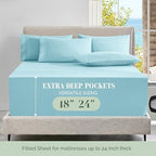 Elegant Comfort Luxury Soft 4-Piece 1500 Premium Hotel Quality Bed Sheet Set with Extra Deep Pockets 18-24 Inch, Wrinkle Free, Storage Pockets, Extra Deep Pocket 4PC Sheets, Twin XL, Aqua Blue - Image 4