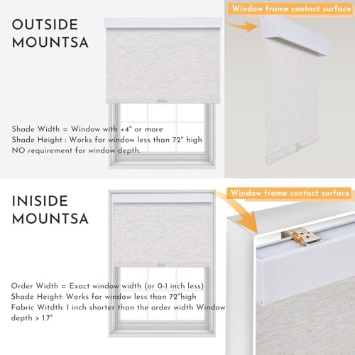 Persilux Cordless Blackout Roller Shades for Windows Blinds, Pull Down with Valance, Thermal Insulated Fabric, UV Protection Shades for Home and Bedroom (Linen,19" W x 64" H) - Image 6