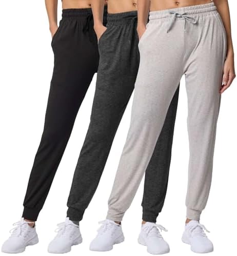 3 Pack Women's Joggers Sweatpants Lounge Pants Yoga Workout Pajama Pockets by RealEssentials