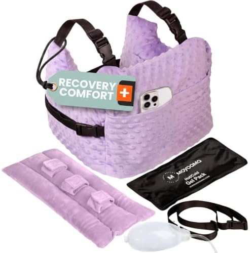 MOYOAMA Post Mastectomy Pillow – 4pc Protective Set with Gel Pack, Seatbelt Cushion, & Shower Lanyard– After Double Mastectomy Pillow Post Surgery Recovery Must Haves, Lumpectomy Recovery Supplies Kit by MOYOAMA