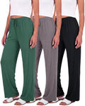 3 Pack Women's Palazzo Pants Wide Leg Adaptive Pajama Bottoms Lounge Casual by RealEssentials