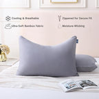 Cooling Pillow Covers for Curved Pillows – Queen 2-Pack 28x20 Eclipse Grey – Moon-Shaped Zippered Pillowcases, 100% Rayon Derived from Bamboo, Ultra-Soft, Silky, Breathable, & Wrinkle‑Resistant - Image 4