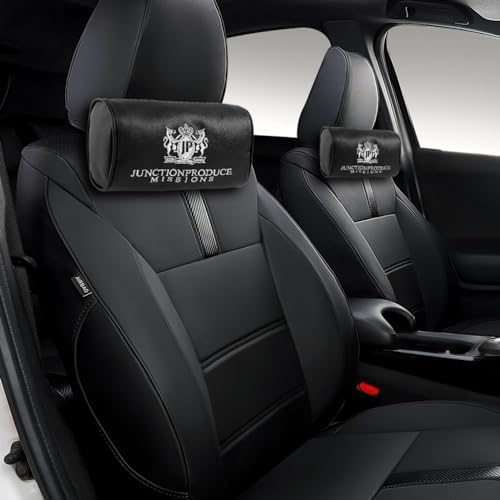 W-POWER 4PCS Junction Produce JDM Car Neck Pillow Headrest + JP VIP Embroidery Car Seat Belt Cover Set (Black) - Image 4