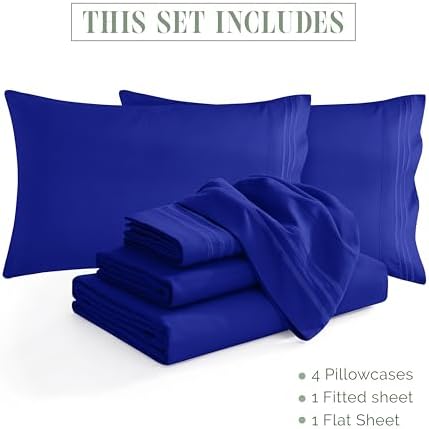 Elegant Comfort Luxurious Soft 1500 Thread Count Egyptian 6-Piece Premium Hotel Quality Wrinkle Resistant Coziest Bedding Set, Easy All Around Elastic Fitted Sheet, Deep Pocket, Cali King, Royal Blue - Image 4