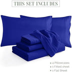 Elegant Comfort 1500 Premium Quality 6-Piece Bed Sheet Set - 18-24 Inch Extra Deep Pocket, Smart Storage Pockets, Wrinkle Free Ultra Soft 6PC Extra Deep Pocket Sheets, Full, Royal Blue - Image 4
