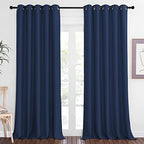 NICETOWN Blackout Navy Blue Bedroom Curtain 118 inches Long, Grommet Thermal Insulated Room Divider Drape Solid Window Treatment for Sliding Door/Living Room, W66 x L118, 1 Panel by NICETOWN