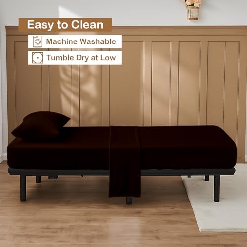 ARlinen 4 PCs Cot Sheets Sets 33" X 75", Egyptian Cotton Fitted Mattress Fits Upto 4"-8" Deep Perfect for Narrow Twin/RV Bunk/Guest Bed Replacement/Camping, Chocolate - Image 5