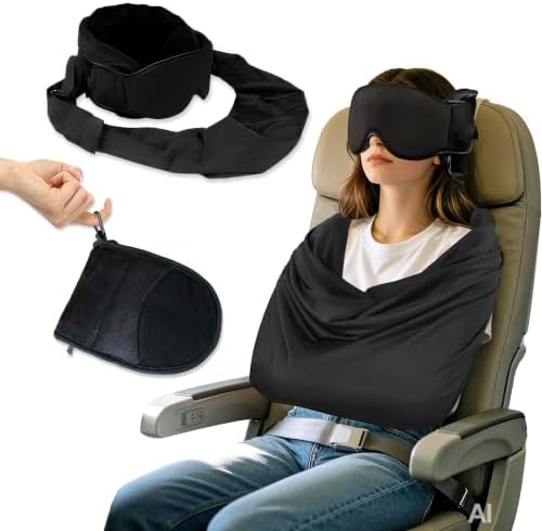 Airplane Sleep System, Eye Mask & Blanket, Long Flight Essentials by HAILTH